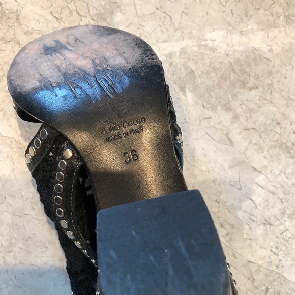 Black Lace & Stud Sandles - Picture 4 of 4